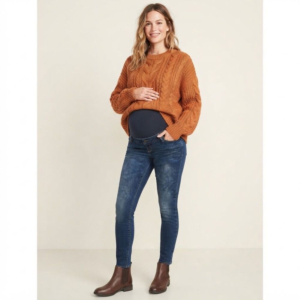 Old Navy Maternity Women's Blue and Navy Rockstar Jeans Size fit 14/Large